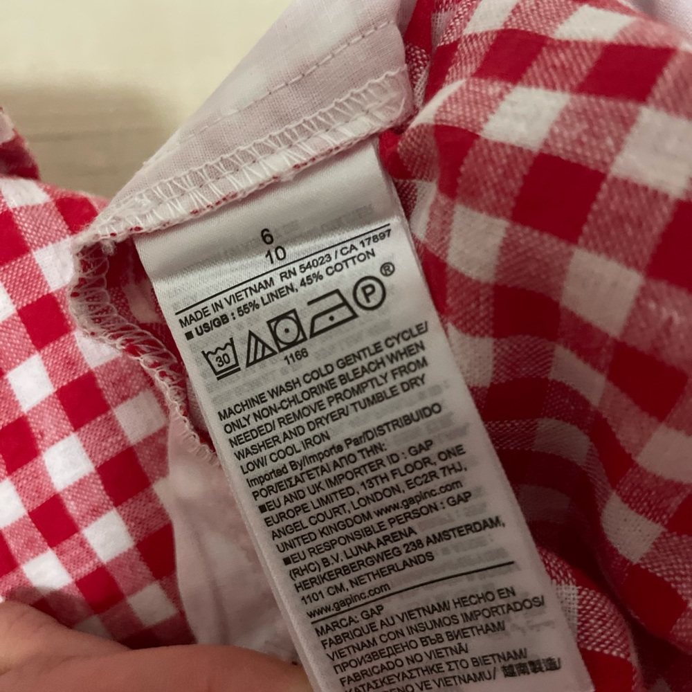 NWT Gap Linen straight crop red checkered size 6 pants high rise - Picture 5 of 8